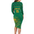 Custom South Africa Cricket Family Matching Long Sleeve Bodycon Dress and Hawaiian Shirt Lion Mascot With Protea - Wonder Print Shop