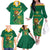 Custom South Africa Cricket Family Matching Off The Shoulder Long Sleeve Dress and Hawaiian Shirt Lion Mascot With Protea - Wonder Print Shop