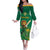 Custom South Africa Cricket Family Matching Off The Shoulder Long Sleeve Dress and Hawaiian Shirt Lion Mascot With Protea - Wonder Print Shop