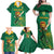 Custom South Africa Cricket Family Matching Off Shoulder Maxi Dress and Hawaiian Shirt Lion Mascot With Protea - Wonder Print Shop