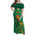 Custom South Africa Cricket Family Matching Off Shoulder Maxi Dress and Hawaiian Shirt Lion Mascot With Protea - Wonder Print Shop