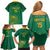 Custom South Africa Cricket Family Matching Off Shoulder Short Dress and Hawaiian Shirt Lion Mascot With Protea - Wonder Print Shop