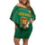 Custom South Africa Cricket Family Matching Off Shoulder Short Dress and Hawaiian Shirt Lion Mascot With Protea - Wonder Print Shop