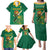 Custom South Africa Cricket Family Matching Puletasi and Hawaiian Shirt Lion Mascot With Protea - Wonder Print Shop