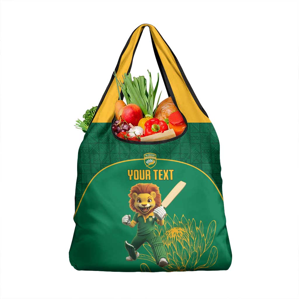 Custom South Africa Cricket Grocery Bag Lion Mascot With Protea