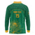 Custom South Africa Cricket Long Sleeve Polo Shirt Lion Mascot With Protea - Wonder Print Shop