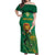 Custom South Africa Cricket Off Shoulder Maxi Dress Lion Mascot With Protea - Wonder Print Shop