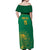 Custom South Africa Cricket Off Shoulder Maxi Dress Lion Mascot With Protea - Wonder Print Shop