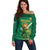 Custom South Africa Cricket Off Shoulder Sweater Lion Mascot With Protea - Wonder Print Shop