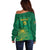 Custom South Africa Cricket Off Shoulder Sweater Lion Mascot With Protea - Wonder Print Shop