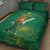 Custom South Africa Cricket Quilt Bed Set Lion Mascot With Protea - Wonder Print Shop