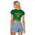 Custom South Africa Cricket Raglan Cropped T Shirt Lion Mascot With Protea - Wonder Print Shop