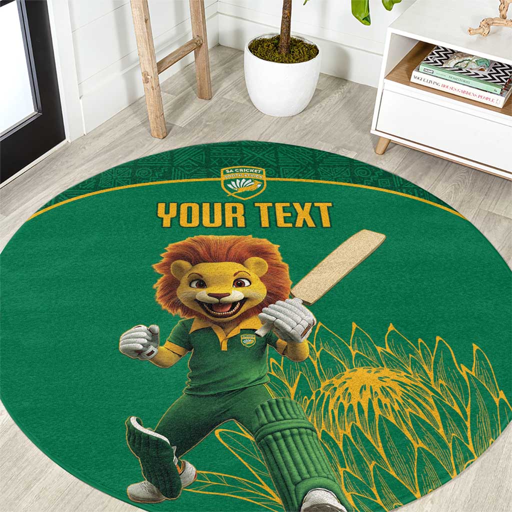 Custom South Africa Cricket Round Carpet Lion Mascot With Protea