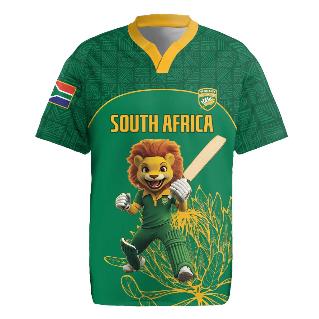 Custom South Africa Cricket Rugby Jersey Lion Mascot With Protea - Wonder Print Shop