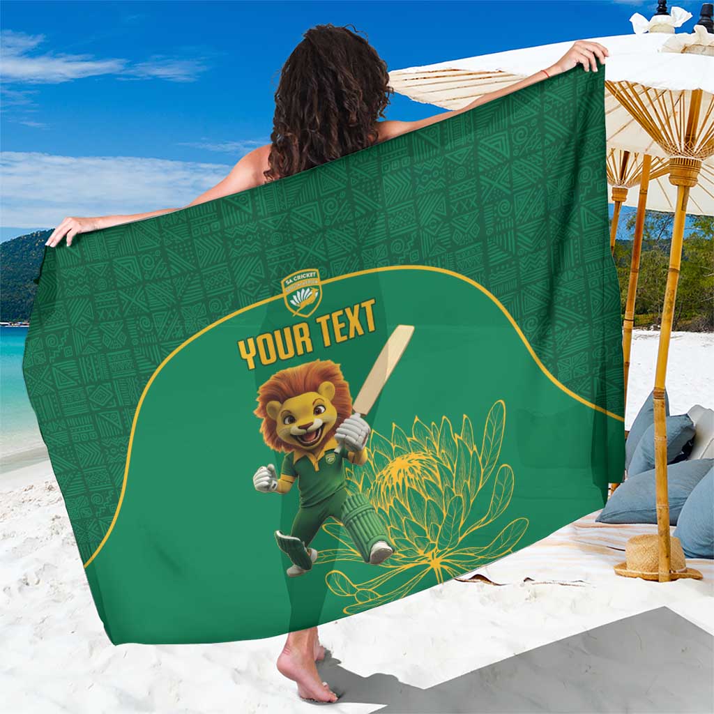 Custom South Africa Cricket Sarong Lion Mascot With Protea