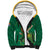 Custom South Africa Cricket Sherpa Hoodie Lion Mascot With Protea - Wonder Print Shop