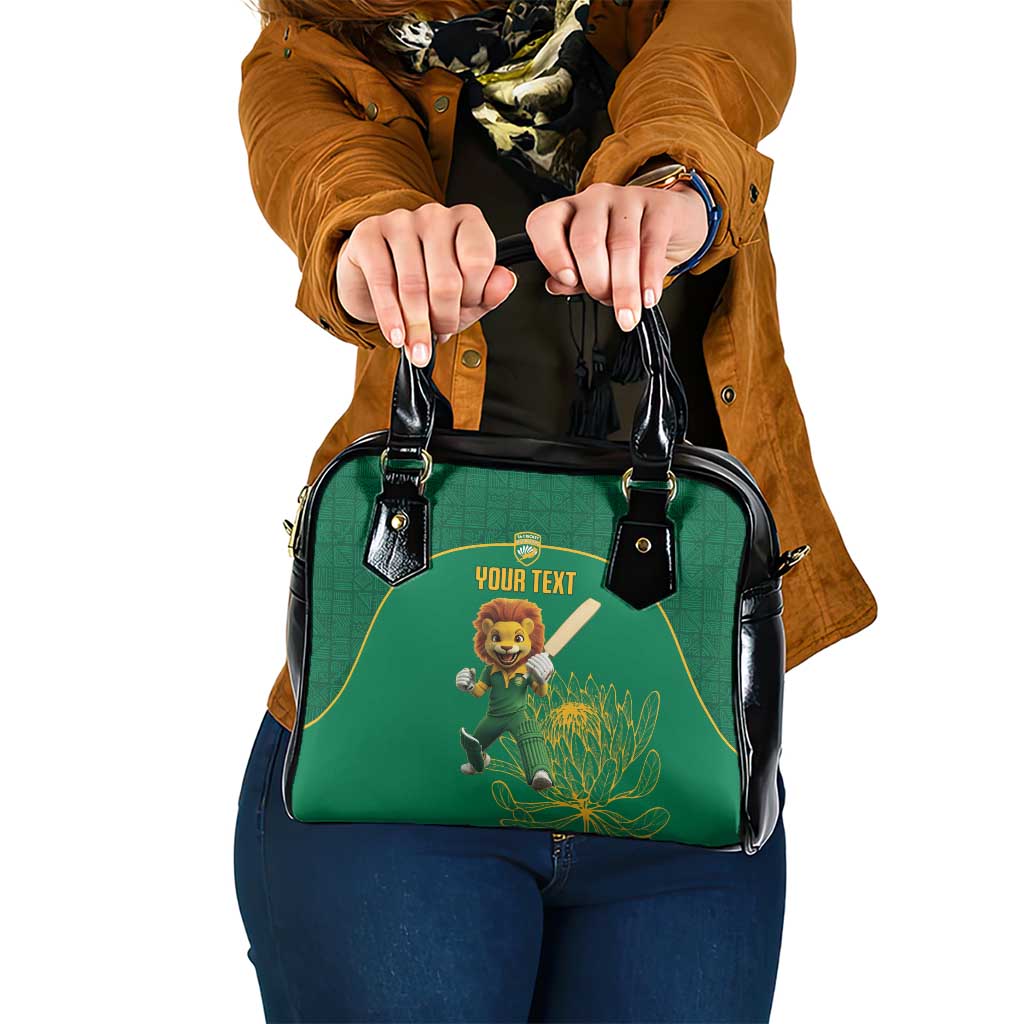 Custom South Africa Cricket Shoulder Handbag Lion Mascot With Protea