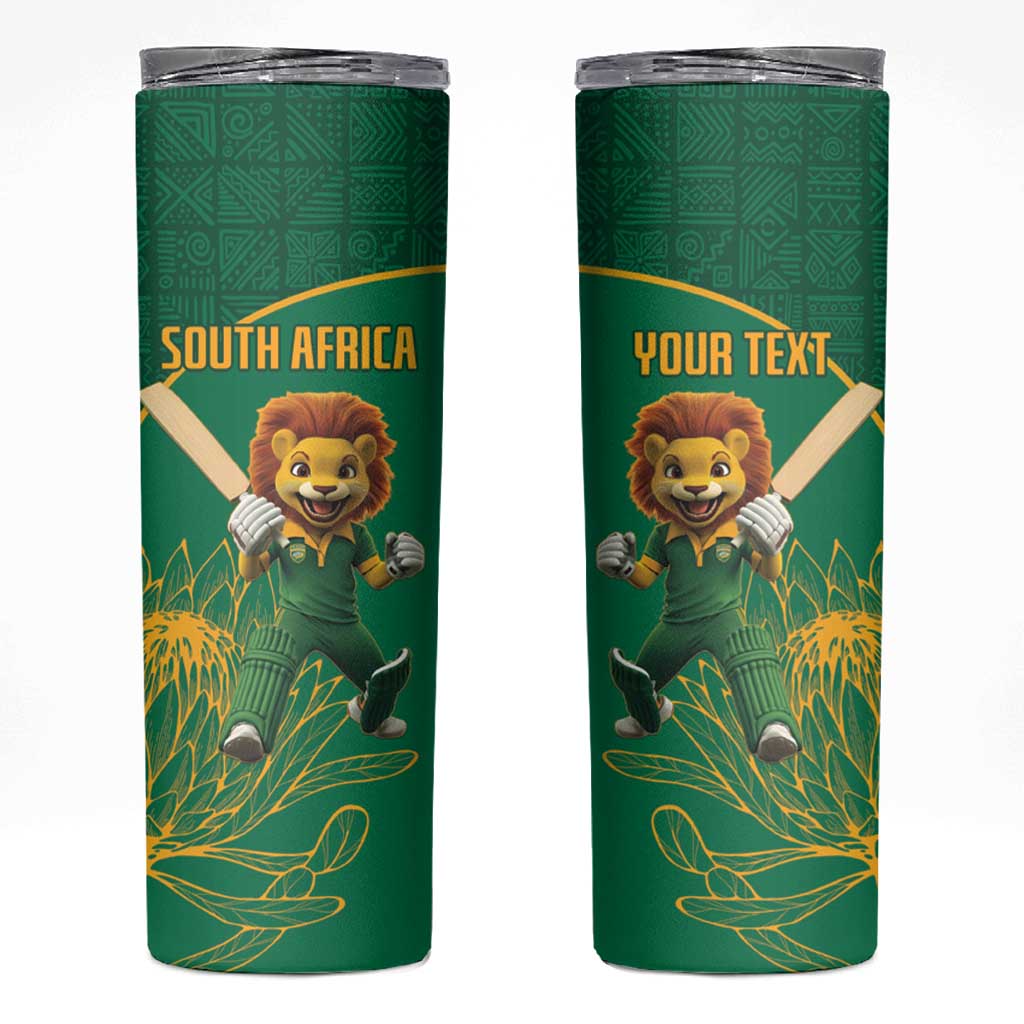 Custom South Africa Proteas Cricket Skinny Tumbler Lion Mascot With Protea