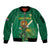 Custom South Africa Cricket Sleeve Zip Bomber Jacket Lion Mascot With Protea - Wonder Print Shop