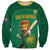 Custom South Africa Cricket Sweatshirt Lion Mascot With Protea - Wonder Print Shop