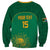 Custom South Africa Cricket Sweatshirt Lion Mascot With Protea - Wonder Print Shop