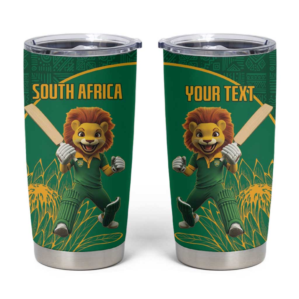 Custom South Africa Proteas Cricket Tumbler Cup Lion Mascot With Protea