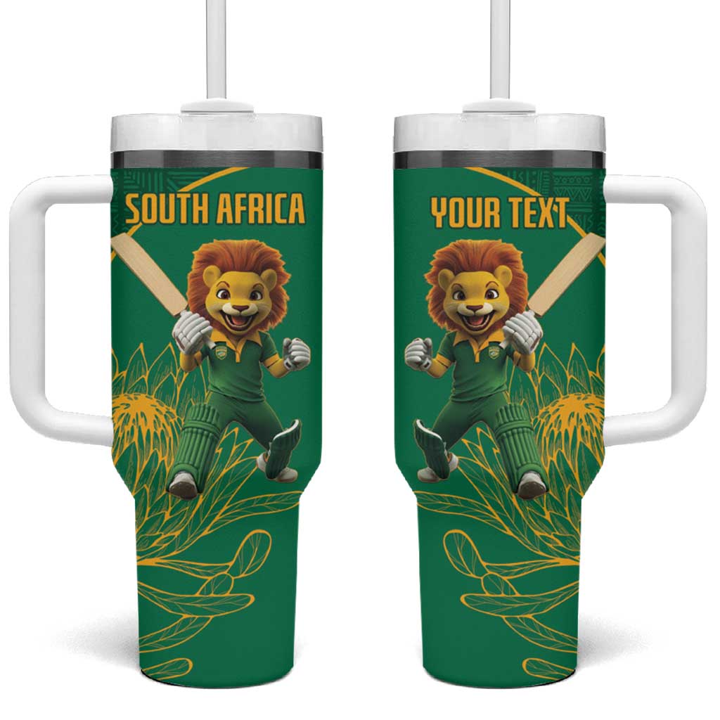 Custom South Africa Proteas Cricket Tumbler With Handle Lion Mascot With Protea