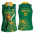 Custom South Africa Cricket Women Sleeveless Polo Shirt Lion Mascot With Protea - Wonder Print Shop