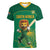 Custom South Africa Cricket Women V-Neck T-Shirt Lion Mascot With Protea - Wonder Print Shop