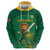 Custom South Africa Cricket Zip Hoodie Lion Mascot With Protea - Wonder Print Shop