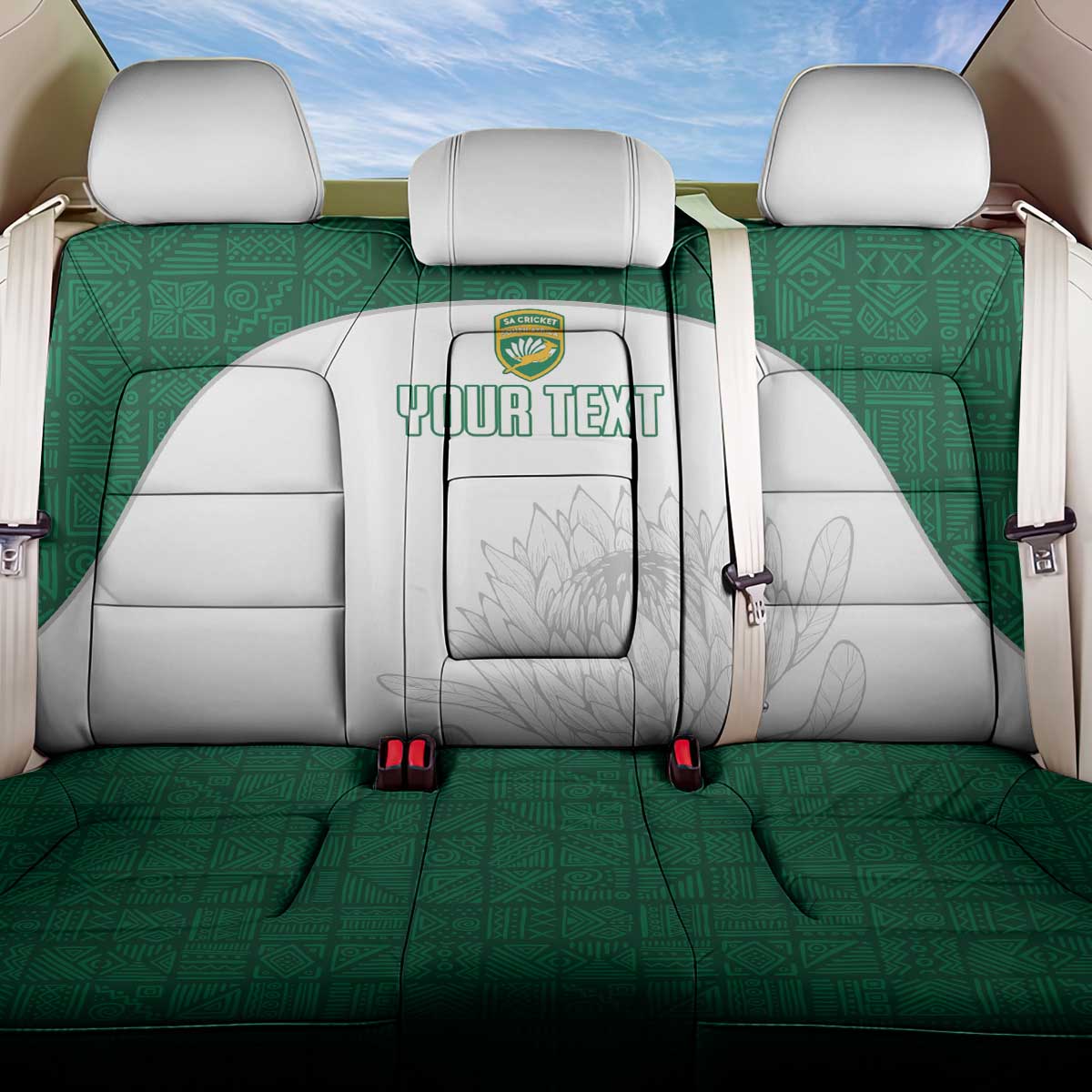 Custom South Africa Cricket Back Car Seat Cover Go Proteas - Wonder Print Shop