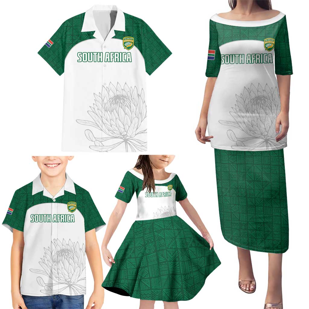 Custom South Africa Cricket Family Matching Puletasi and Hawaiian Shirt Go Proteas - Wonder Print Shop