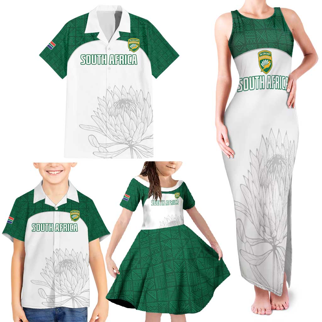 Custom South Africa Cricket Family Matching Tank Maxi Dress and Hawaiian Shirt Go Proteas - Wonder Print Shop