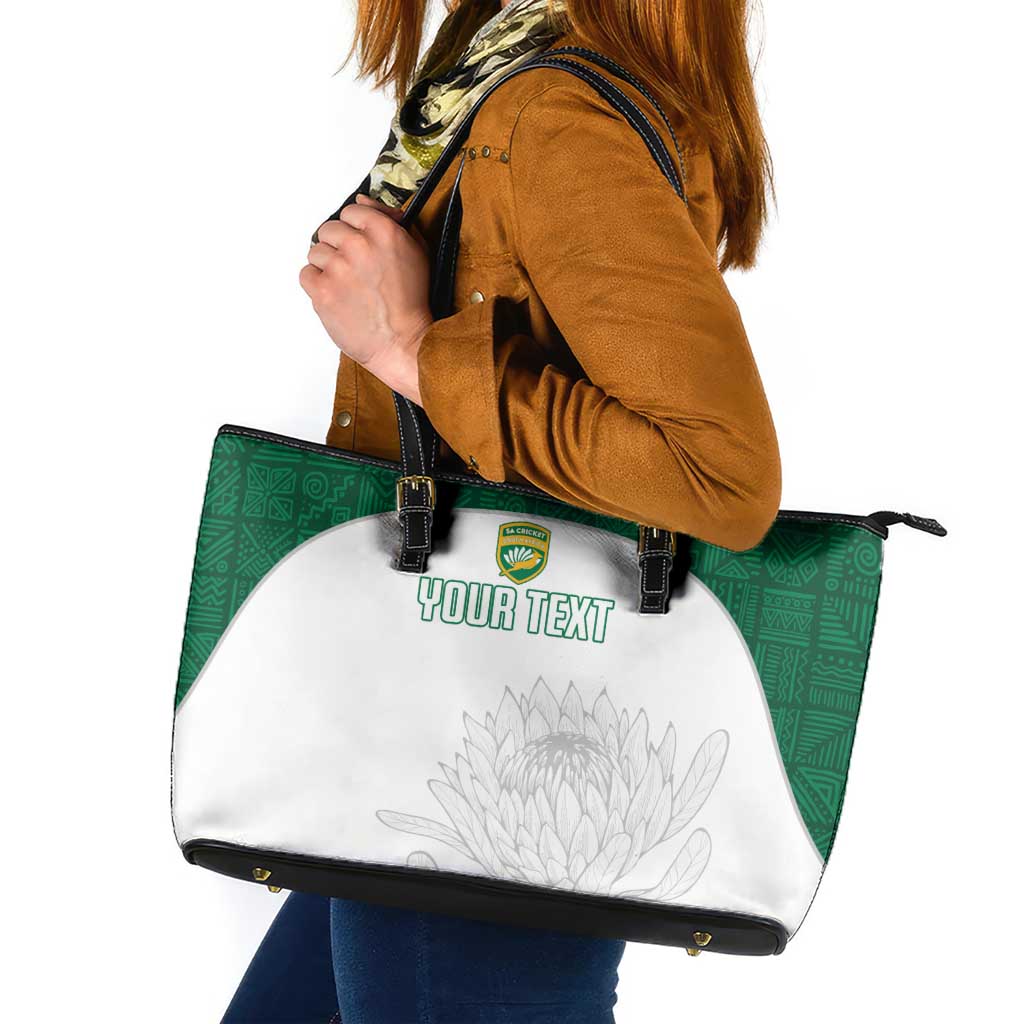 Custom South Africa Cricket Leather Tote Bag Go Proteas - Wonder Print Shop