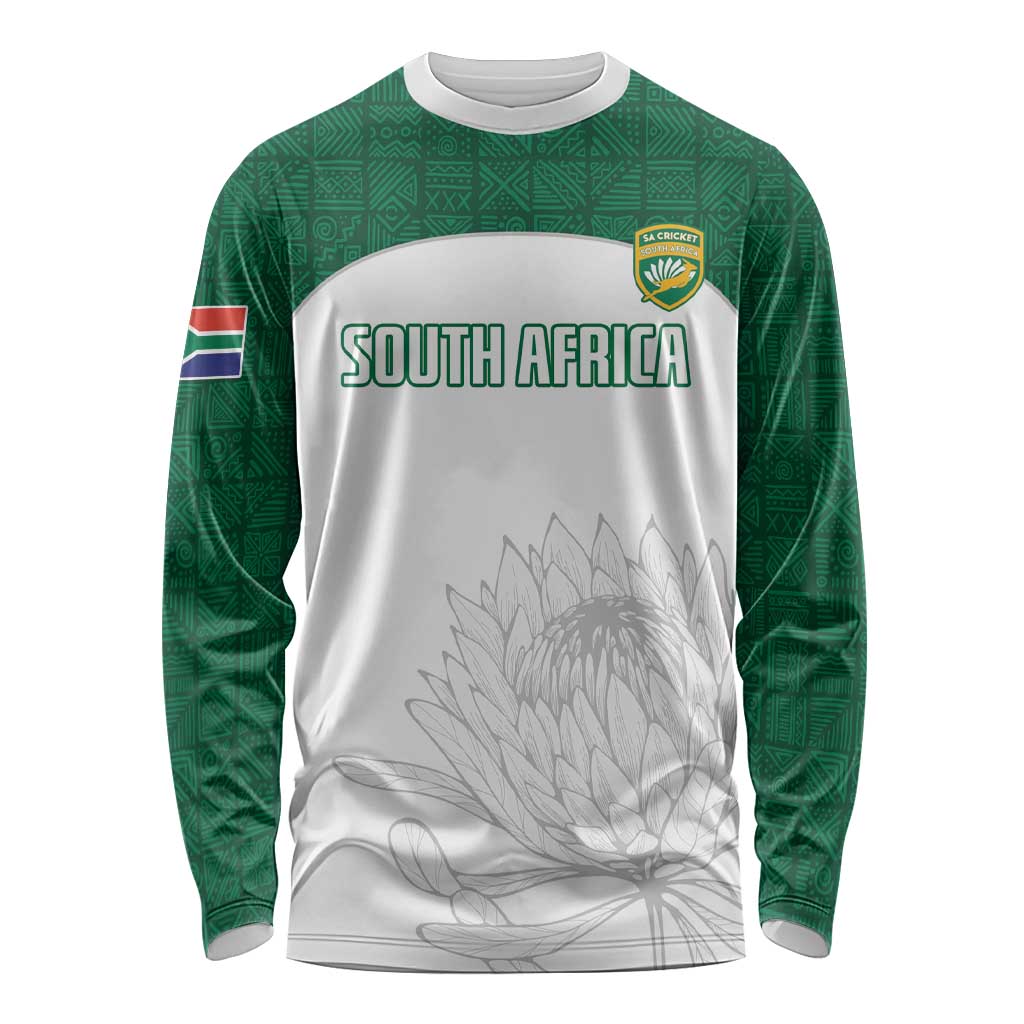 Custom South Africa Cricket Long Sleeve Shirt Go Proteas - Wonder Print Shop