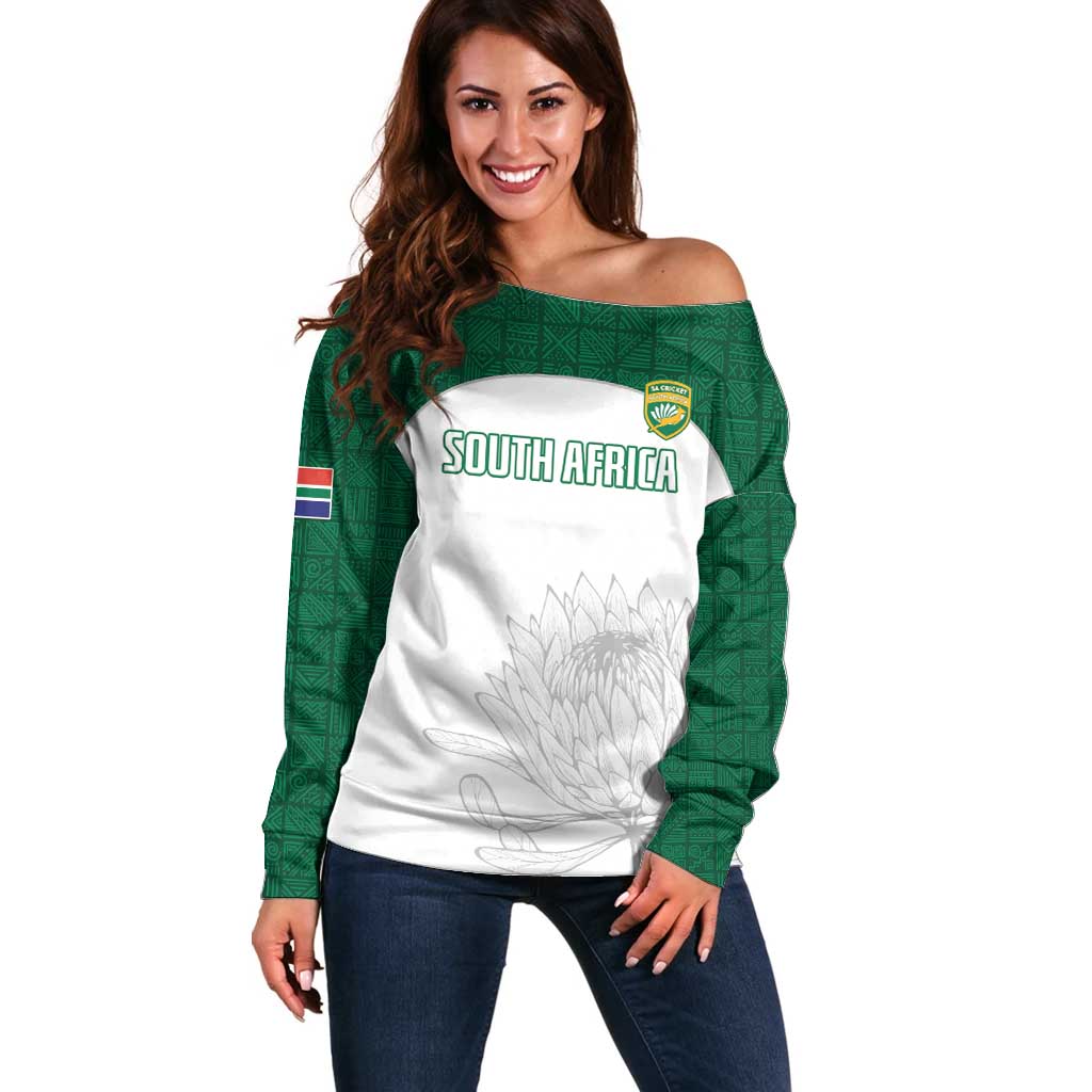 Custom South Africa Cricket Off Shoulder Sweater Go Proteas