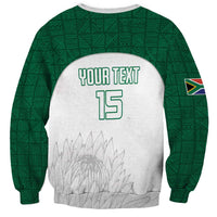 Unisex green and white cricket sweatshirt, 'Your Text 15' front print