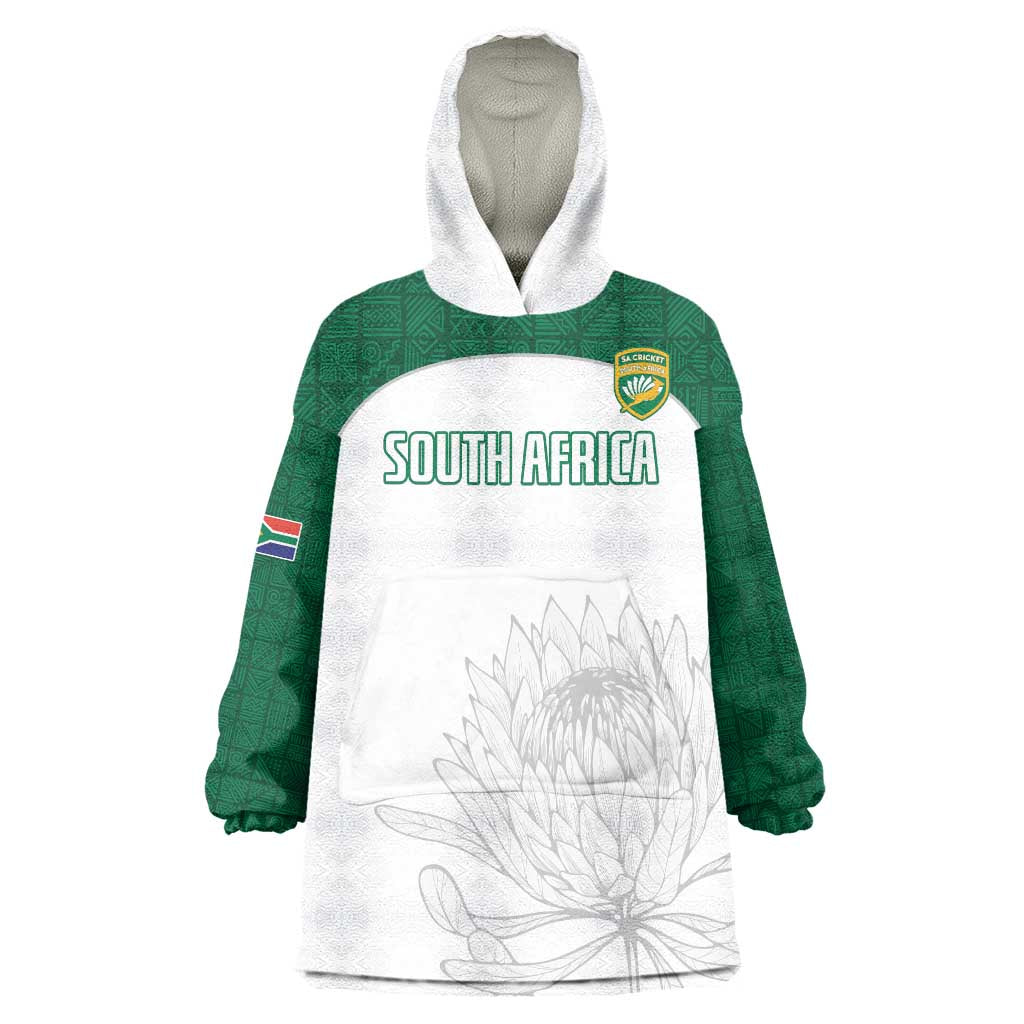 Custom South Africa Cricket Wearable Blanket Hoodie Go Proteas