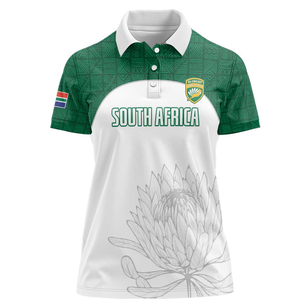 Custom South Africa Cricket Women Polo Shirt Go Proteas - Wonder Print Shop