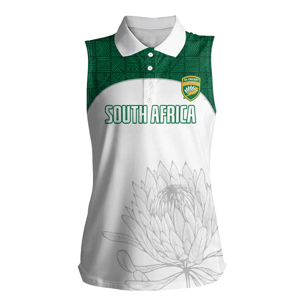 Custom South Africa Cricket Women Sleeveless Polo Shirt Go Proteas - Wonder Print Shop