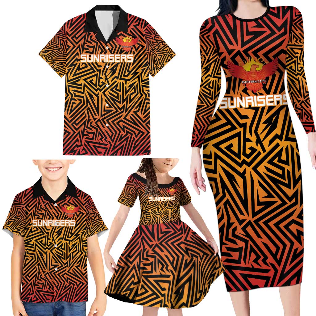 Custom South Africa Eastern Cape Cricket Family Matching Long Sleeve Bodycon Dress and Hawaiian Shirt Go Sunrisers - Wonder Print Shop