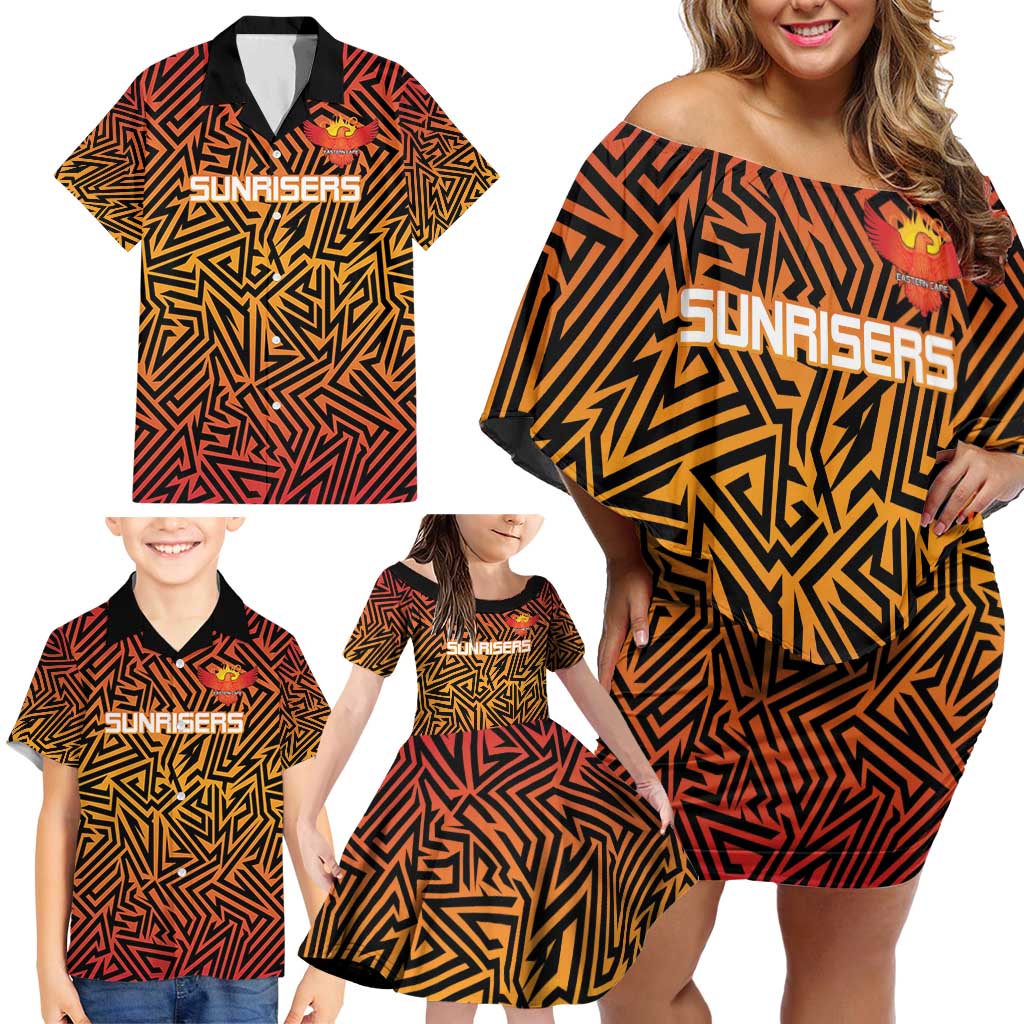 Custom South Africa Eastern Cape Cricket Family Matching Off Shoulder Short Dress and Hawaiian Shirt Go Sunrisers - Wonder Print Shop