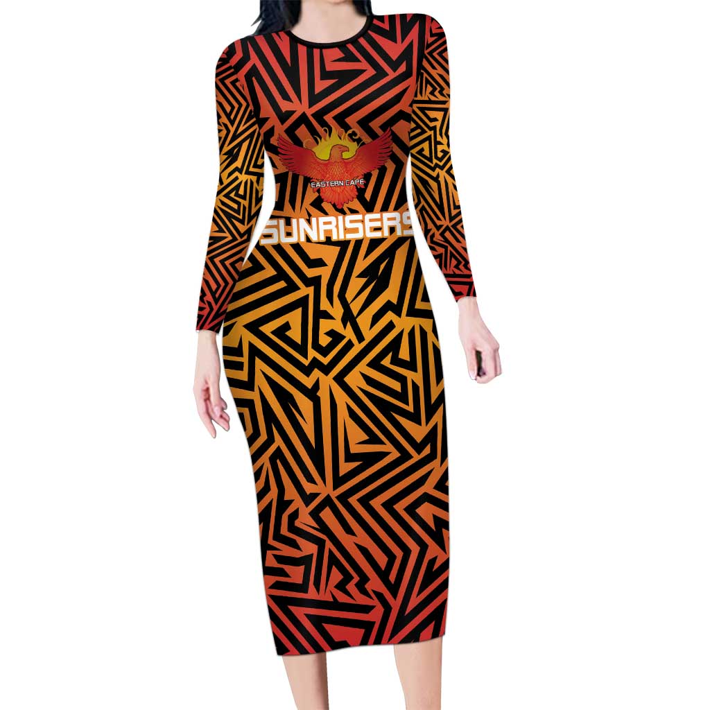 Custom South Africa Eastern Cape Cricket Long Sleeve Bodycon Dress Go Sunrisers - Wonder Print Shop