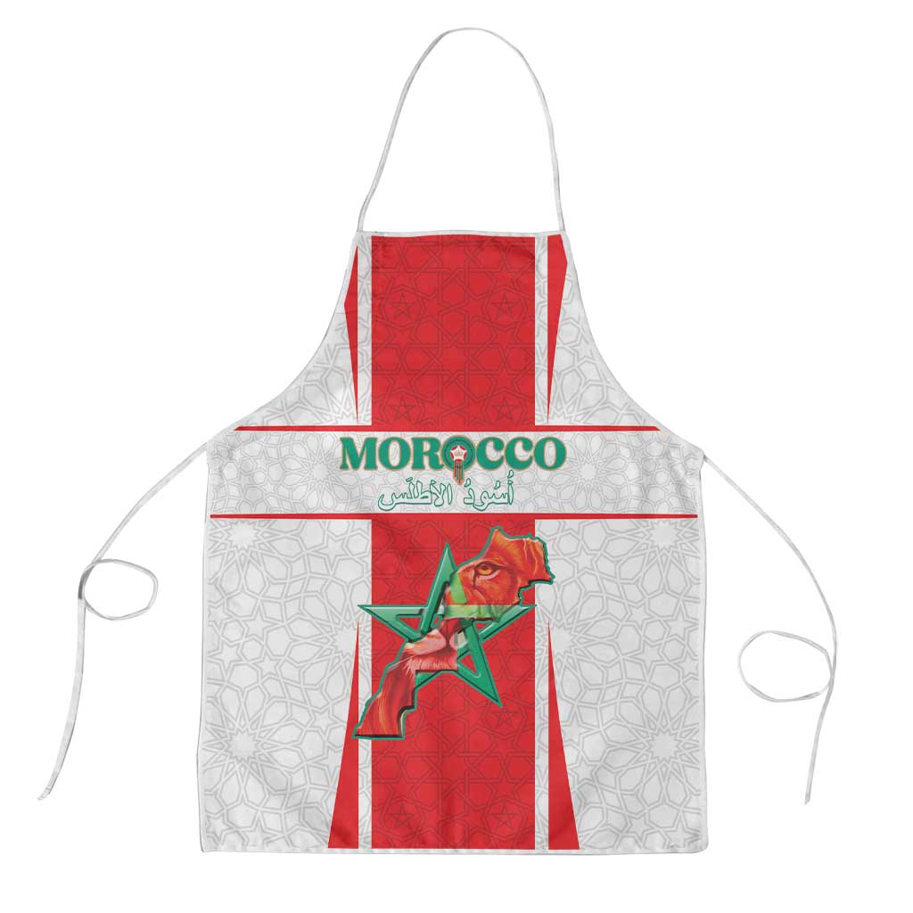 Morocco Football Apron Go Champions Atlas Lions - White - Wonder Print Shop