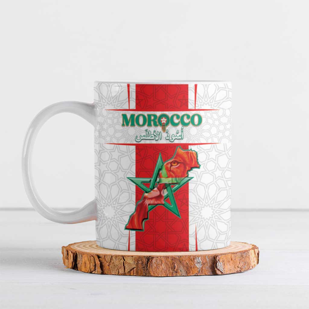 Custom Morocco Football Ceramic Mug Go Champions Atlas Lions - White - Wonder Print Shop