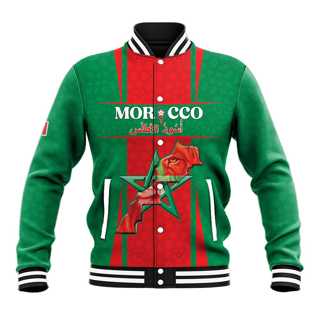 Custom Morocco Football Baseball Jacket Go Champions Atlas Lions - Red - Wonder Print Shop
