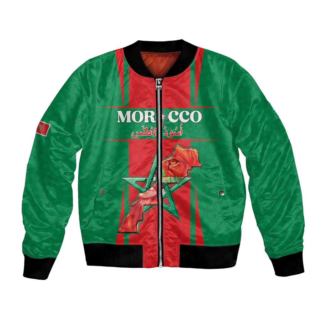 Custom Morocco Football Bomber Jacket Go Champions Atlas Lions - Red - Wonder Print Shop