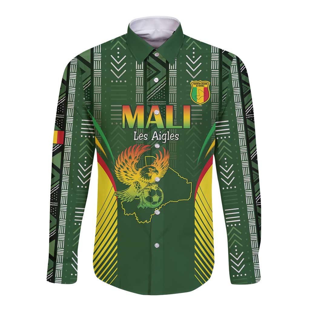 Custom Mali Football Long Sleeve Button Shirt Go Champions Les Aigles - Wonder Print Shop