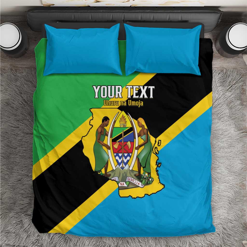 Personalised Tanzania Union Day Bedding Set Coat Of Arms With Map