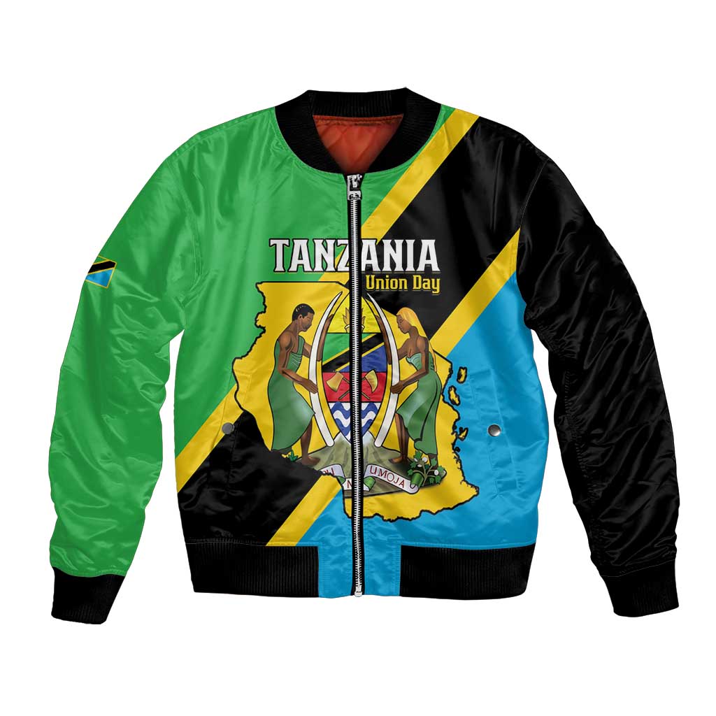 Personalised Tanzania Union Day Bomber Jacket Coat Of Arms With Map